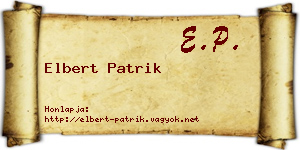 Elbert Patrik névjegykártya